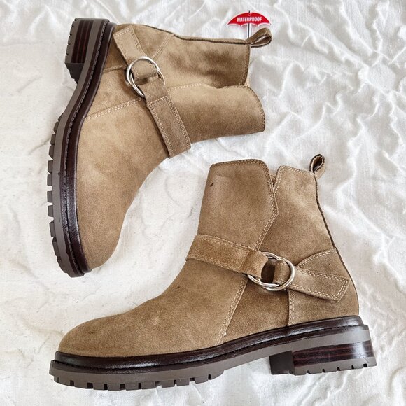 Blondo Taupe Renae Suede Waterproof Booties New - Picture 3 of 8